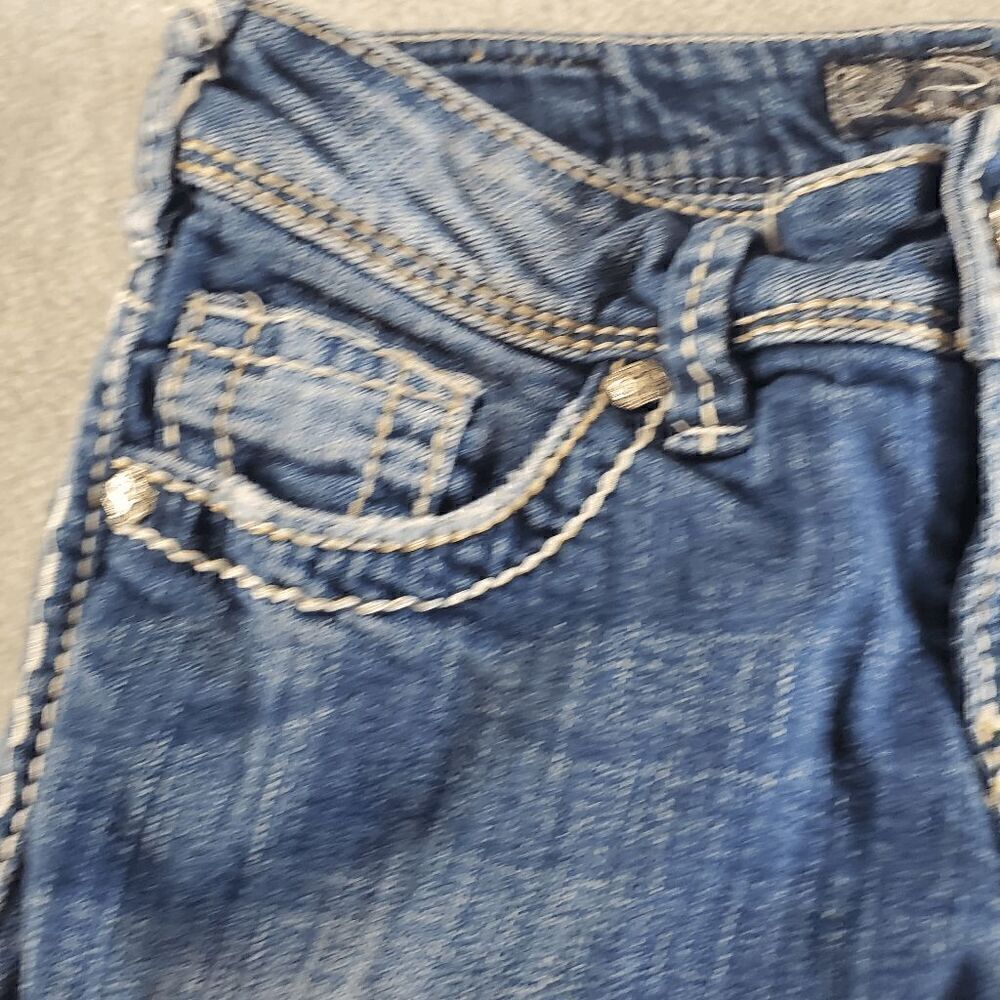 Silver Jeans Womens 25 Blue Denim Flat Front Thick Stitch Suki Capri Preppy - Picture 5 of 12